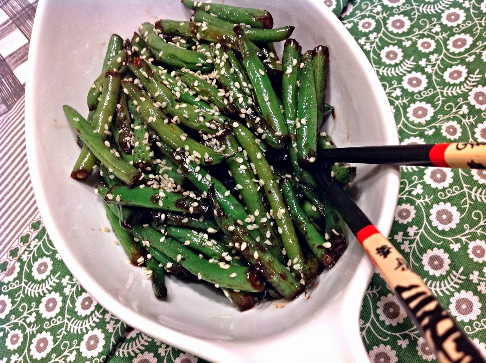 the dog mom sesame soy green beans