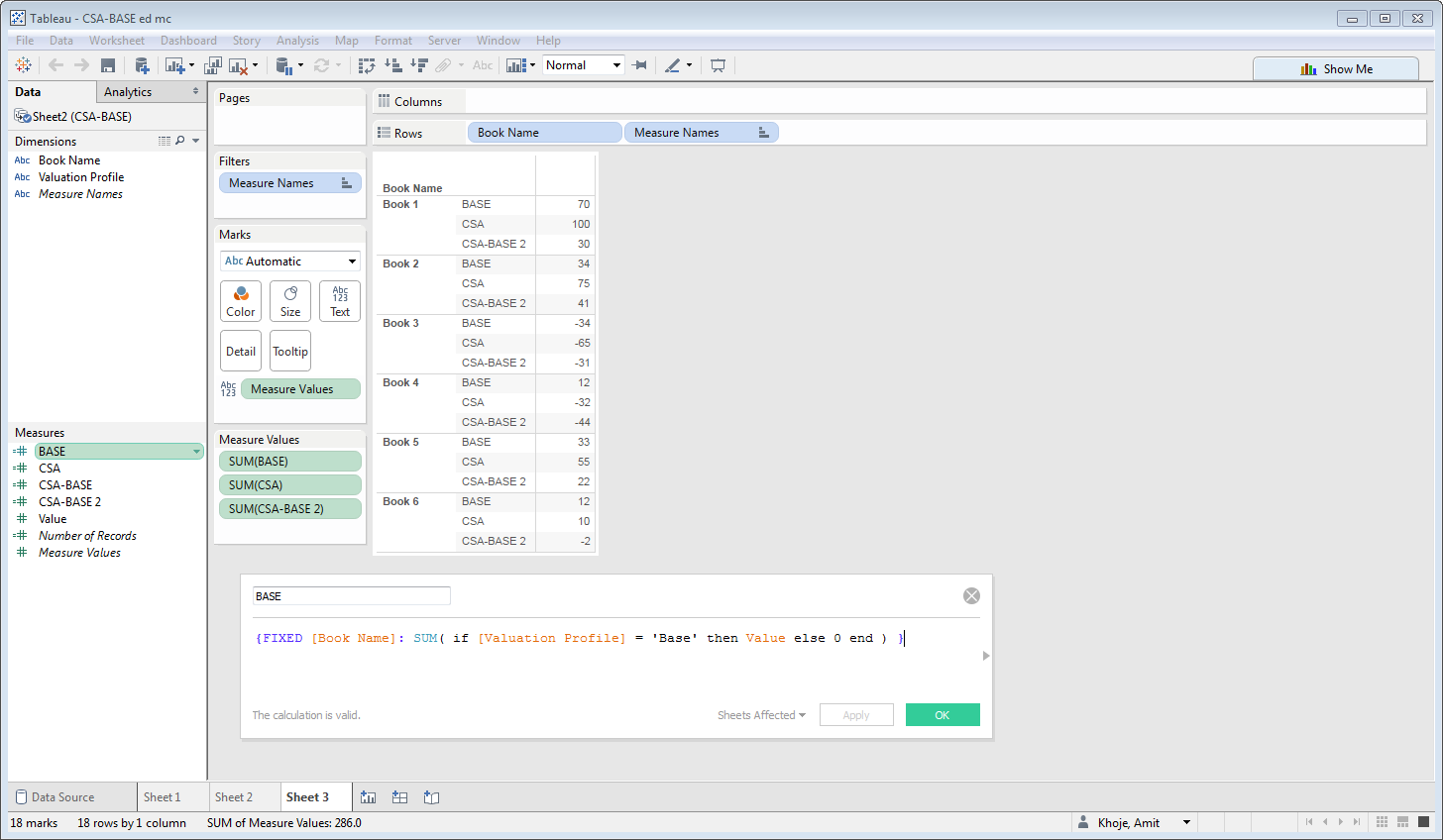 Tableau Column Difference as a dimension