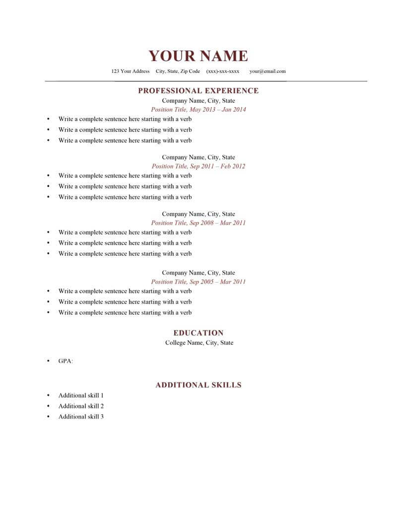 sample resume templates sample resume templates