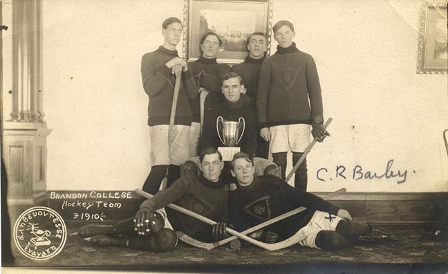 Charles Roy Bailey, Brandon College Hockey Team 1910 Remember Me: The Charley Bailey Story © Nicola Perrin Finch