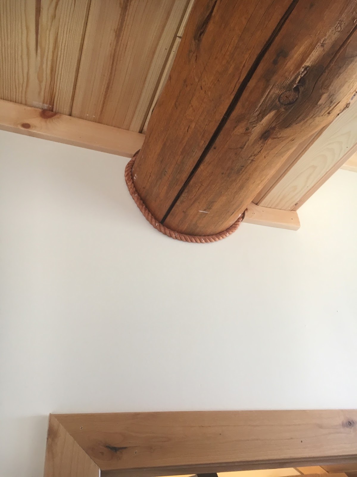 Anderson Log Cabin Fever, Log Home Building June 2016 Rope Trim Installed