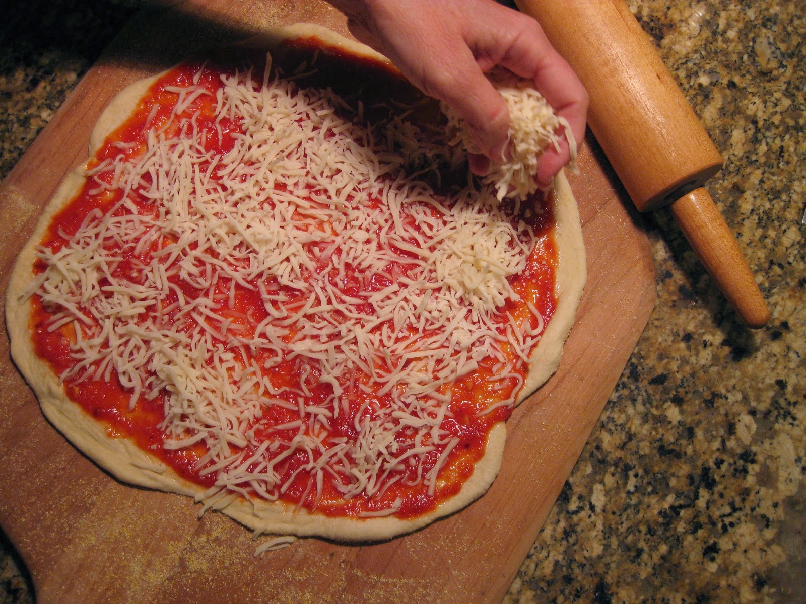 preparing the pizza dough