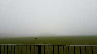 The cricket pavilion is somewhere there...