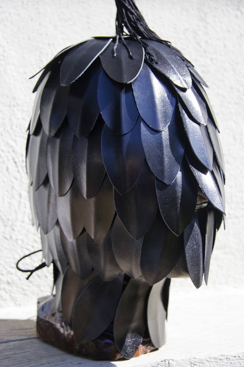 A fetish leathercrafters journal: Hawk Hood with Leather Feathers
