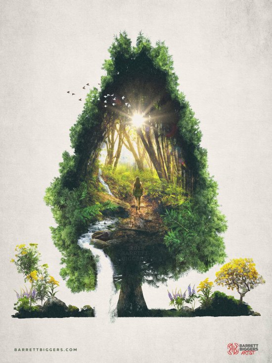 As incríveis e surreais foto-manipulações com dupla exposição de Barrett Biggers Barrett Biggers artstation behance arte foto-manipulações digitais dupla exposição photoshop ilustrações surreais natureza animais macabro