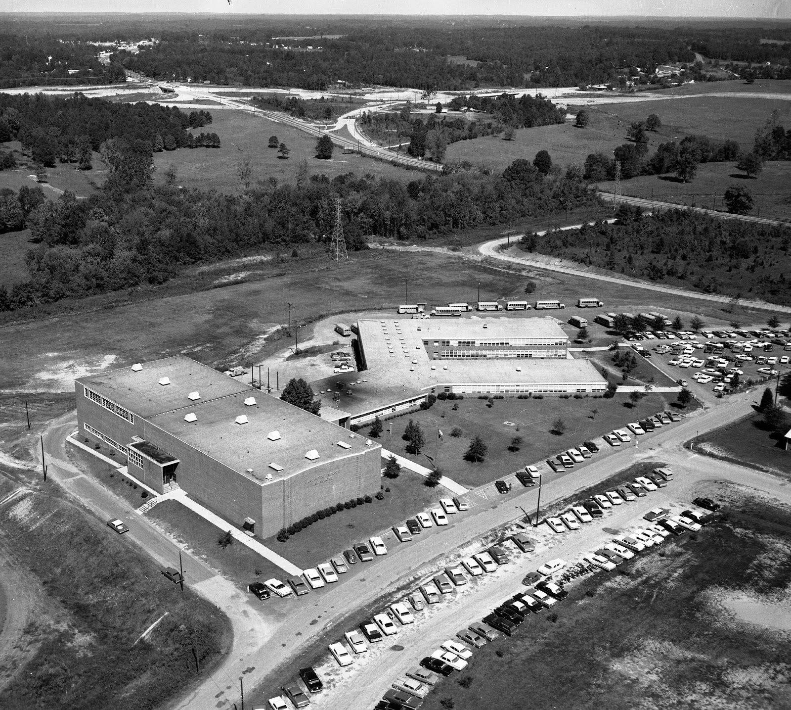 THE LANCASTER ARCHIVE Lancaster High School and Lancaster Square Aerial Lancaster SC 1965