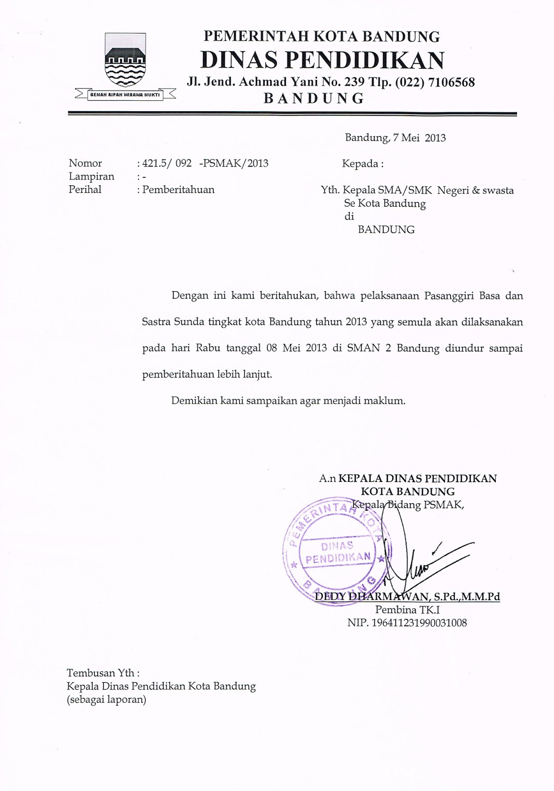 Musyawarah Kerja Kepala SMK Kota Bandung: Delay Pasanggiri 