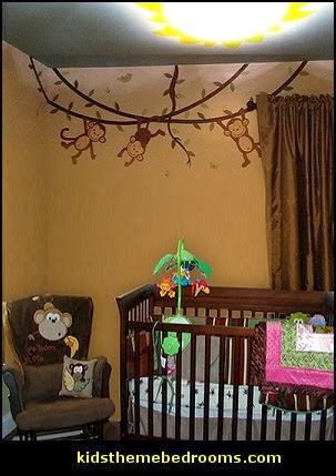 Baby Nursery Kid Room Wall Decals Monkey, Owl, Tree Jungle theme nursery - jungle theme nursery decals - Jungle wall stickers