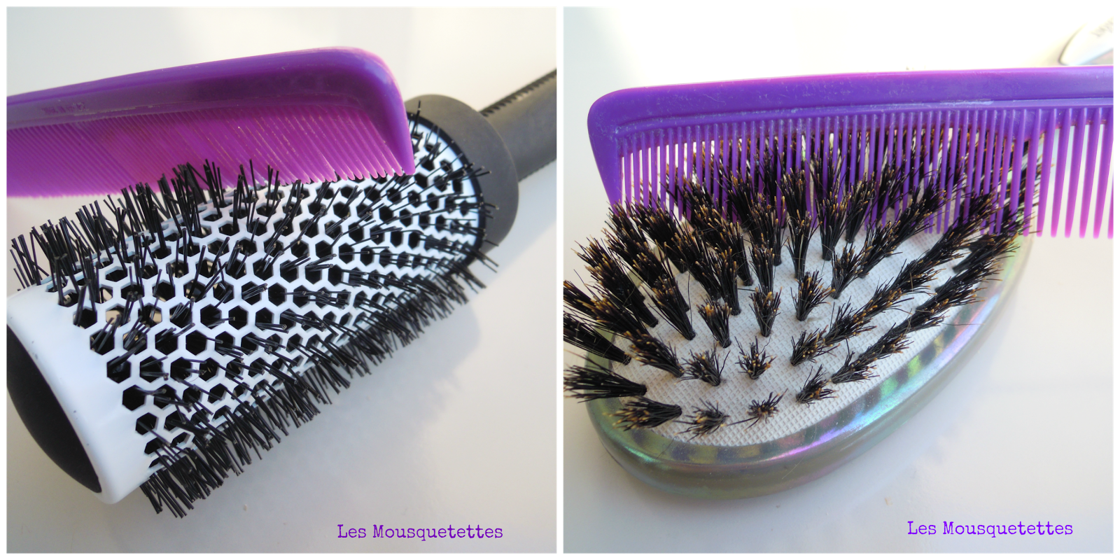 Etape pour enlever les cheveux morts sur la brosse - Les Mousquetettes© Etape pour enlever les cheveux morts sur la brosse - Les Mousquetettes©