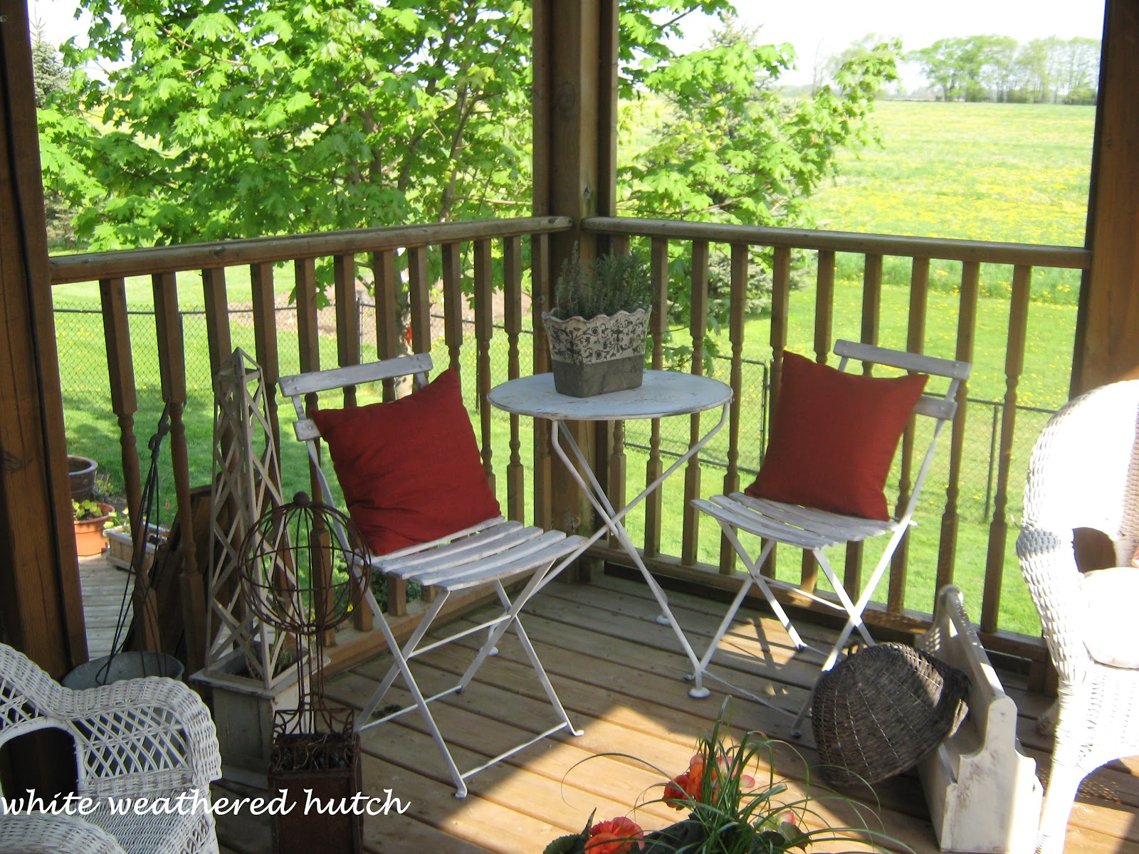 White Weathered Hutch: French Bistro Set finds a home...