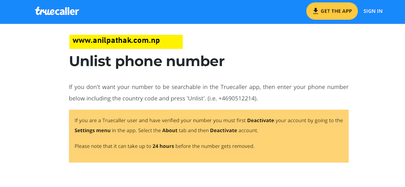 remove your number from Truecaller
