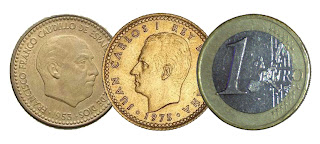 Resultado de imagen de peseta y euro
