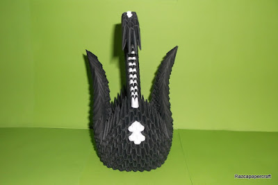 3D ORIGAMI  SWAN made from black paper 