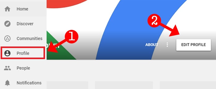 कैसे बनाये Google+ Brand Page Apne Website Ke Liye Click to profile and edit profile