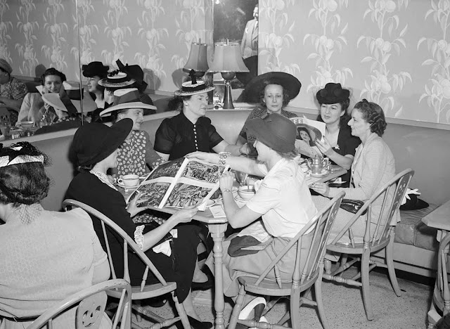 Detroit, Michigan. Shoppers at lunch at the Crowley-Milner department store in July of 1941.