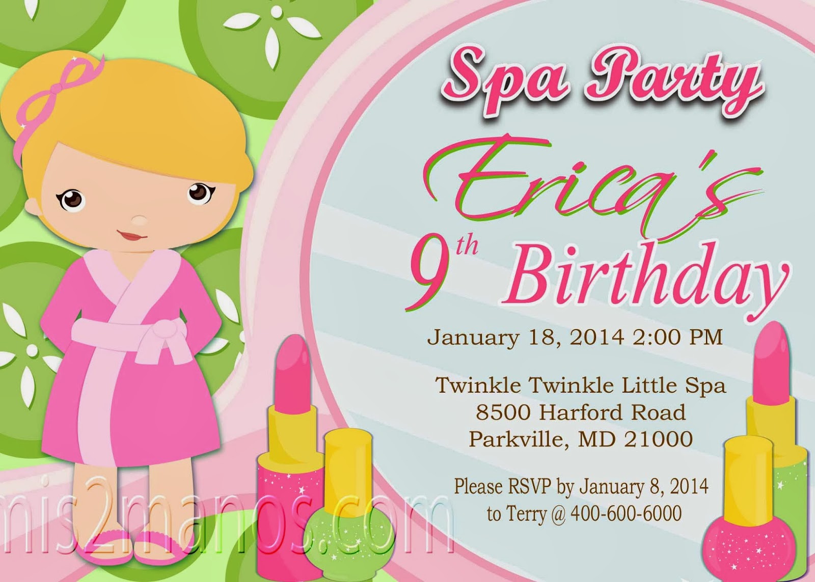 Mis 2 Manos Made By My Hands Sleepover Spa Party Birthday Girls Birthday Invitation Or Spa Get