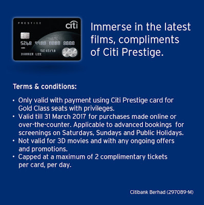 GSC Gold Class Movie Ticket Citi Prestige Card Malaysia Promo