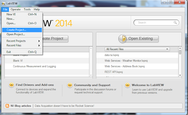 Gambar 3 54 Langkah 1 Tamplan Awal Labview Gambar 3 54 Langkah 1 Tamplan Awal Labview