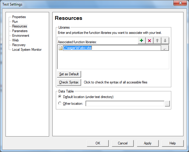 QTP: Test Settings in QTP