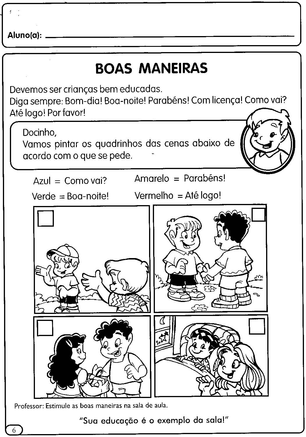Aprendendo com a Tia Debora Atividades para trabalhar as boas maneiras