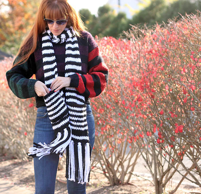 Kate Spade Chunky Stripe Pocket Scarf Knitting Pattern - Gina Michele