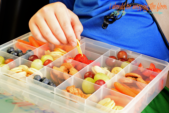 Road trip snack boxes for kids! (Used bead separator boxes) They