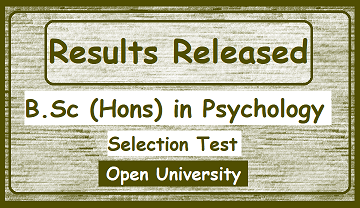 Results Released : B.Sc (Hons) in Psychology (Open University)