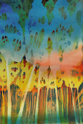 qor painting watercolor strathmore trees doodles imitates velvet silver nega