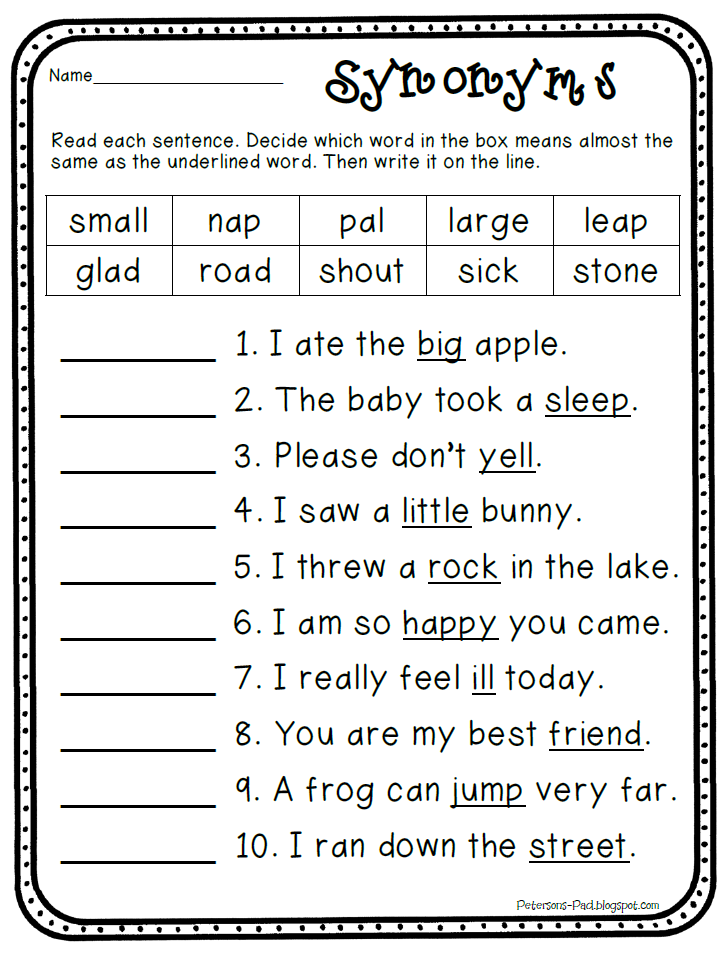 Introducing Synonyms First Grade