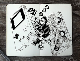 23-Inside-of-a-Game-Boy-Gabriel-Picolo-365-Days-of-Doodles-end-of-2014-www-designstack-co
