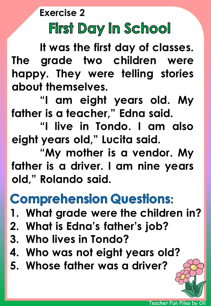 Reading Comprehension Passages For Grade 6 With Questions And Answers