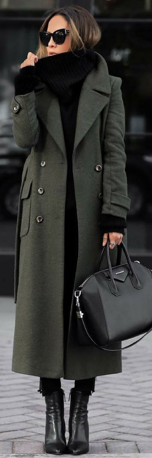 Fall and winter outfit | Turtle neck sweater, super long khaki coat and ...