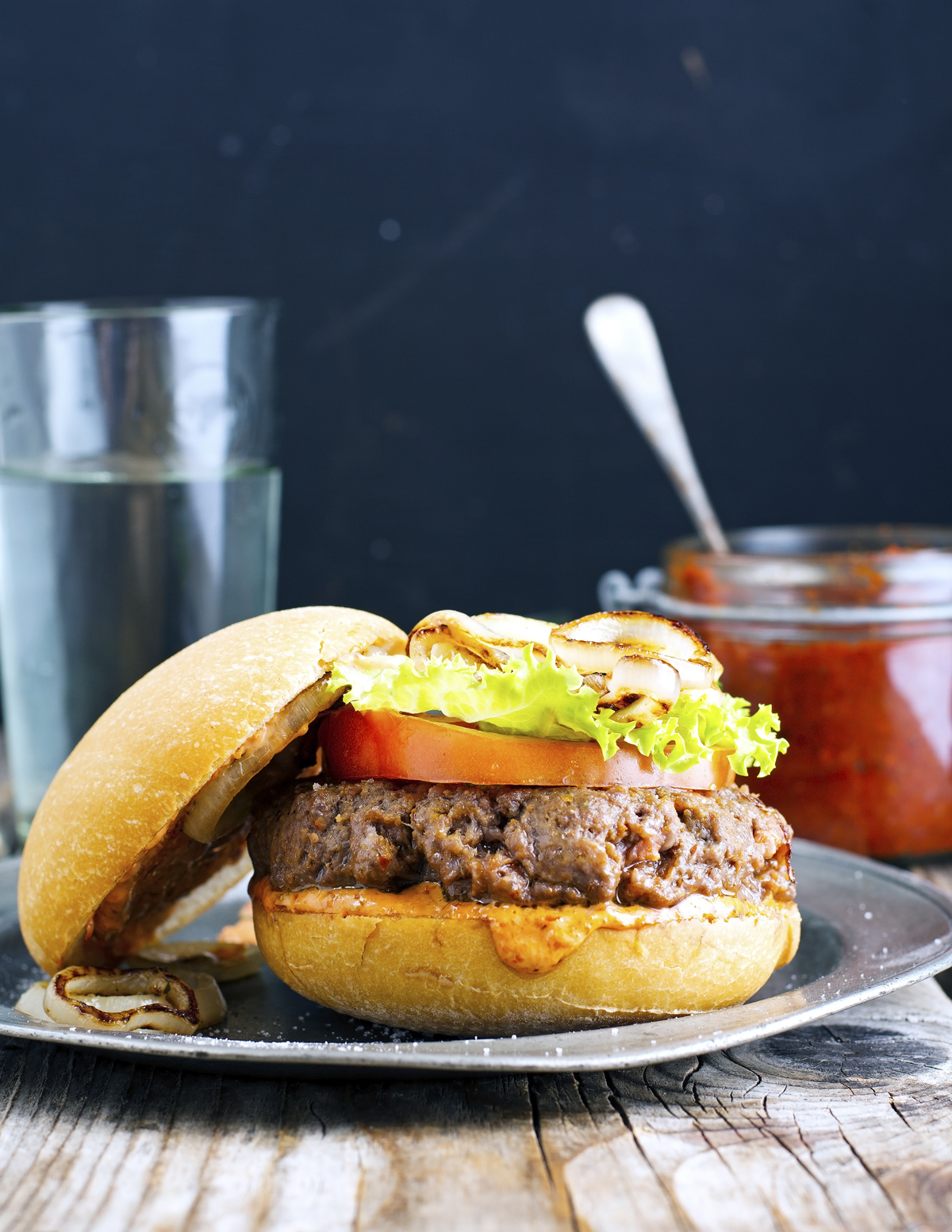 Moroccan-Spiced Burgers with Harissa Mayo