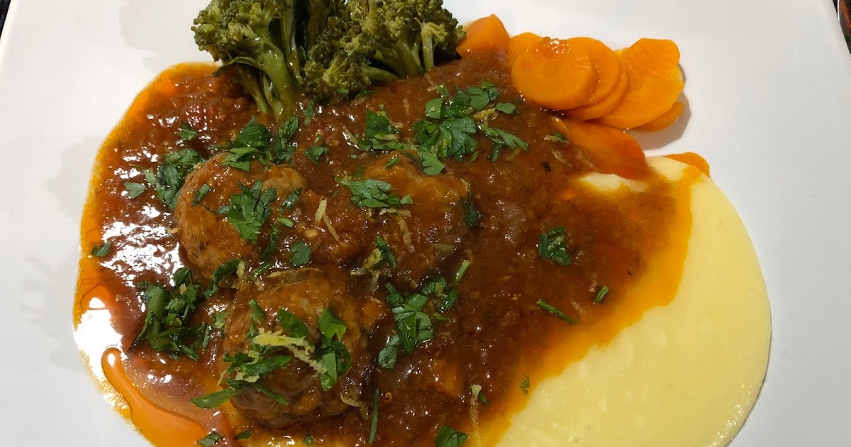 a dash of flavour Pork and Veal Meatballs on Polenta with Gremolata