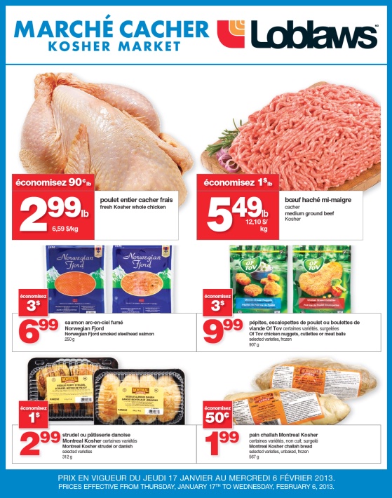 Kosher Montreal Deals Loblaws Kosher Flyer from 17th Jan to 6th Feb 2013