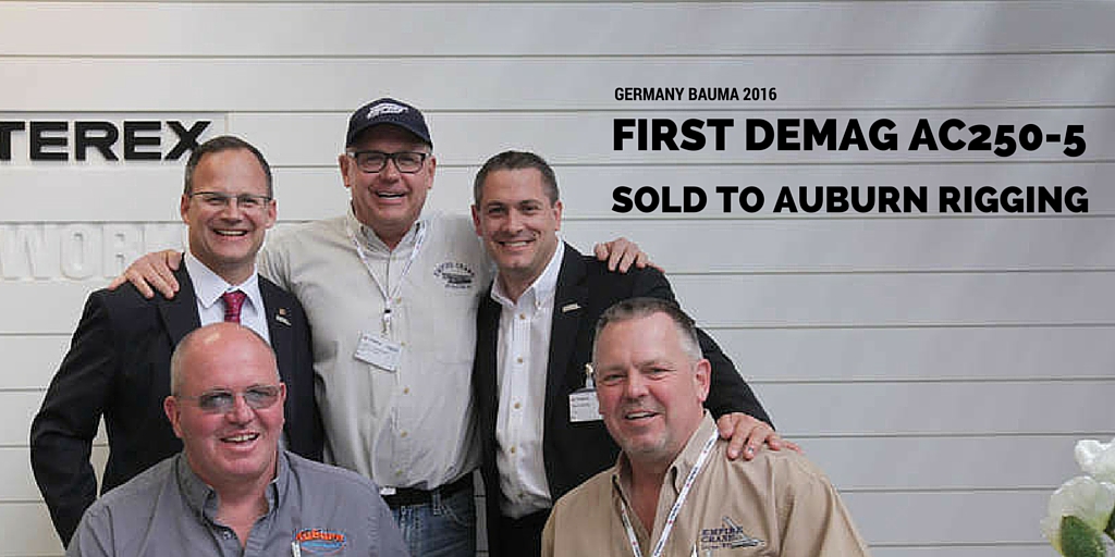 First AC250-5 sold to New York based Auburn Crane & Rigging Photos of Terex, Auburn Rigging and Empire Crane over first purchase of Demag AC250-5