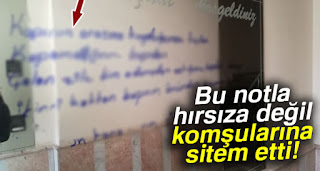 komşulara hırsız sitemini yazıyla yaptı