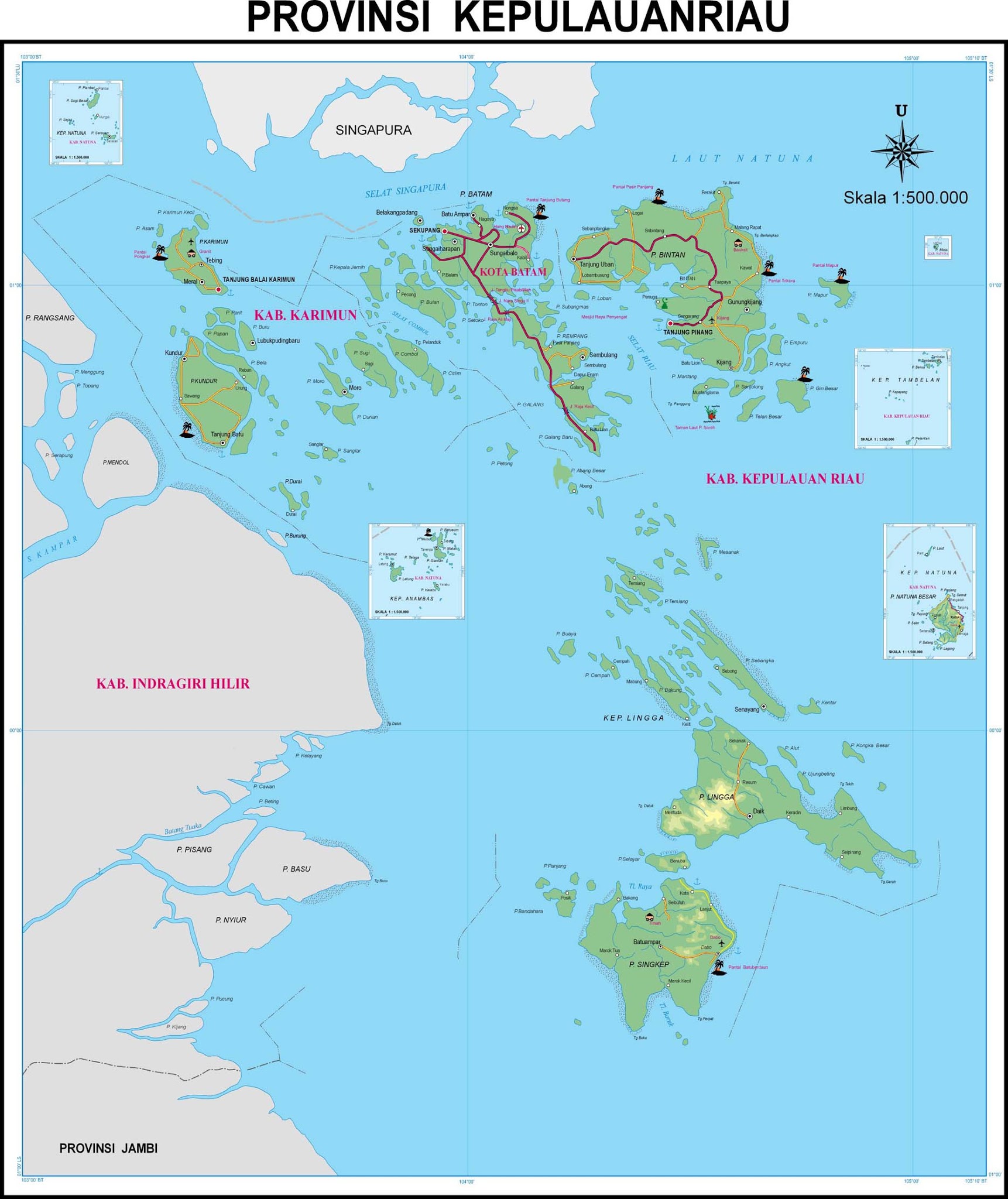Peta Kota Peta Provinsi Kepulauan Riau HD
