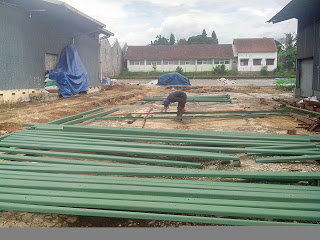 Kanopi Besi di Koramil Karangploso Pelapisan besi CNP dengan zinc chromate