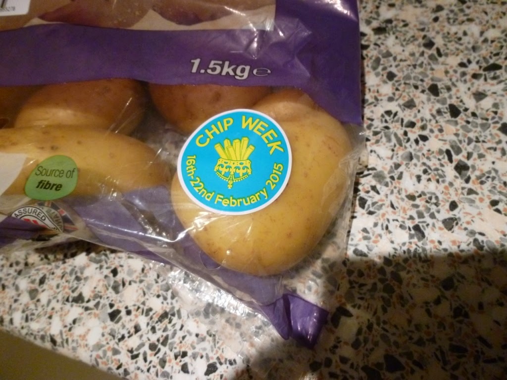 While shopping in our local Co-op we picked up a bag of potatoes to make some wedges with this week - the bag had a Chip Week sticker on it