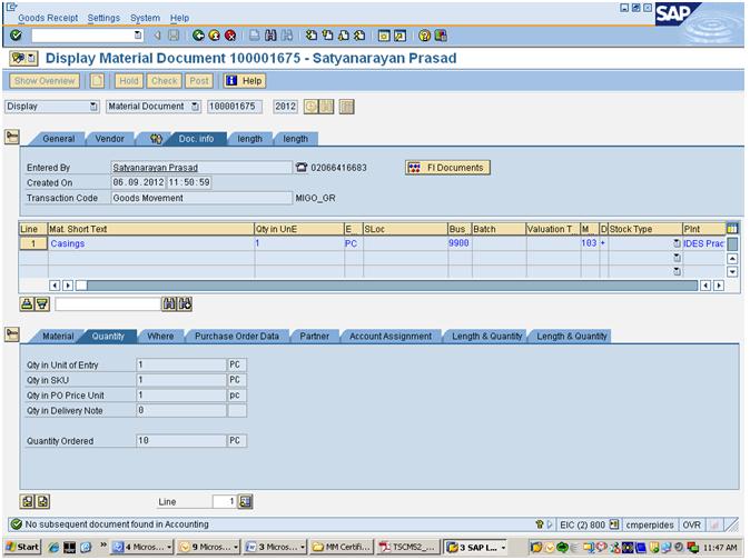SAP MM Steps for Goods Receipt to GR Blocked Stock ( Conditional GR
