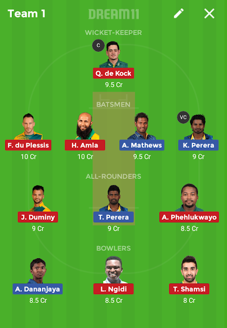 Best of best Dream 11 Sl vs sa dream 11