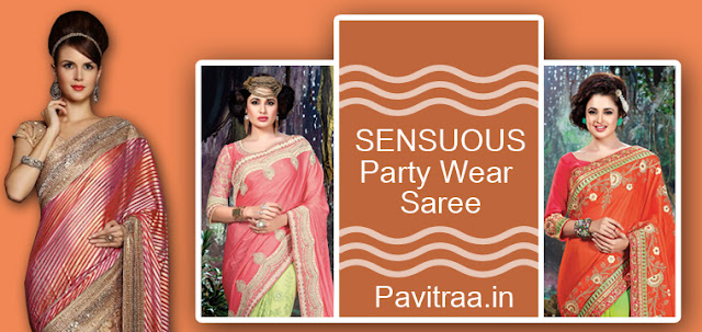 Trendy and fancy Indian Fashion designer party wear sarees online shopping collection in lowest price discount offer sale with cash on delivery service in India
