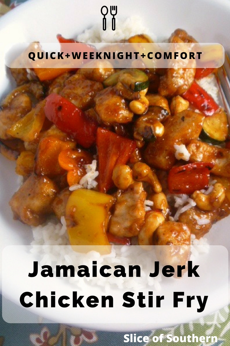 Slice of Southern Jamaican Jerk Chicken Stir Fry