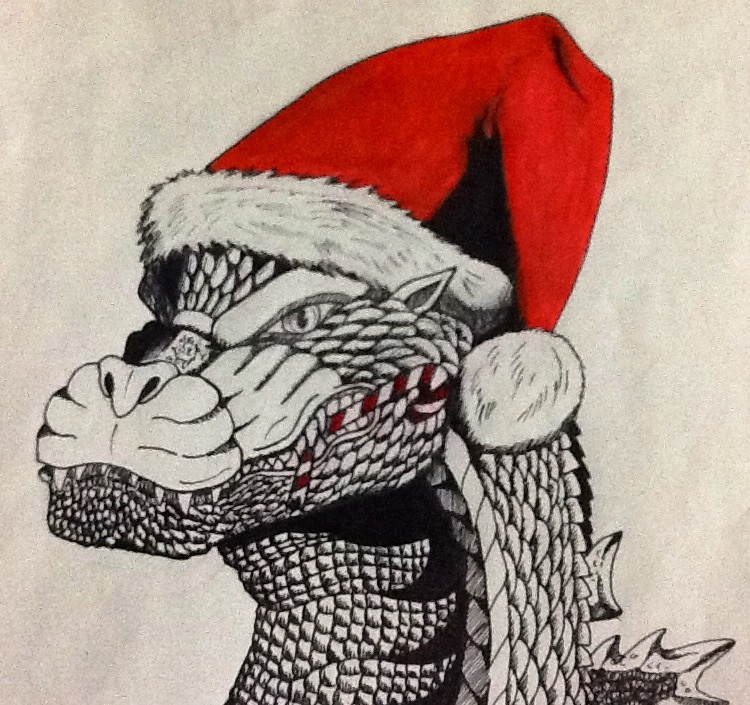 Cartoons i drew: advent day 3: christmas godzilla Something wicKED this way comes….: Monstrous Christmas! (Day 12 of