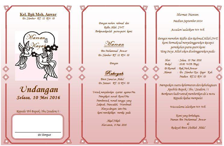 Contoh Surat Undangan Pernikahan Yang Baik Dan Benar Assalam Print