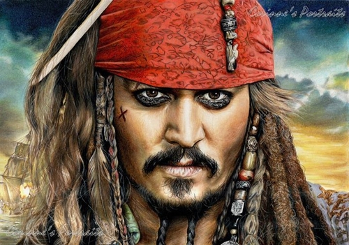 19-Jonny-Depp-Captain-Jack-Sparrow-Corinne-Vuillemin-WIP-Color-Drawings-of-Actors-and-Animals-www-designstack-co