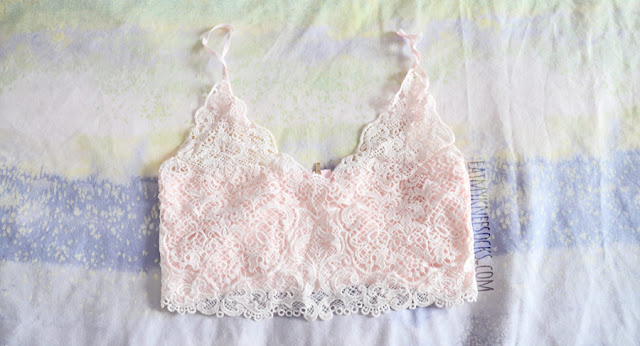 Dresslink Fashion Review: Crop Tops, Blouses, + More! Details on the pastel pink lace bralette crop top from Dresslink.