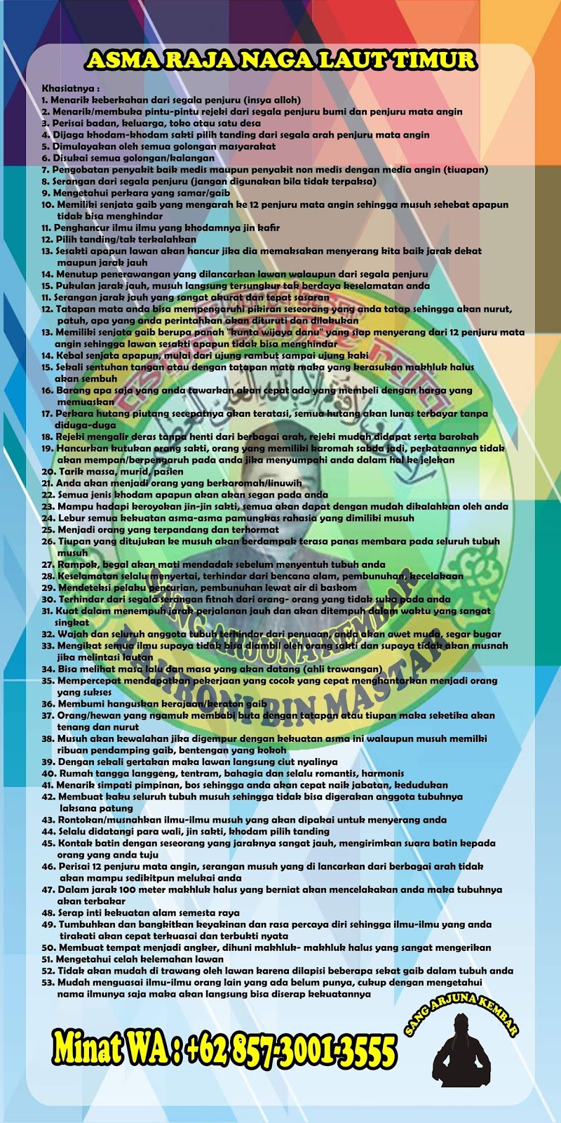 Sang Arjuna Kembar ASMA RAJA NAGA LAUT TIMUR