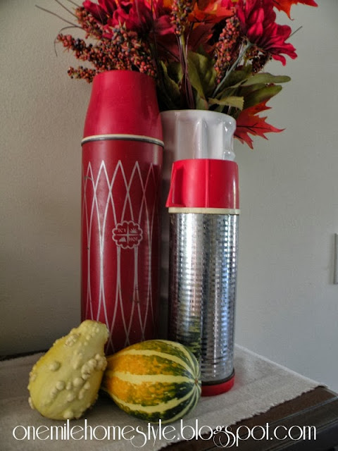 Vintage thermos with fall decor
